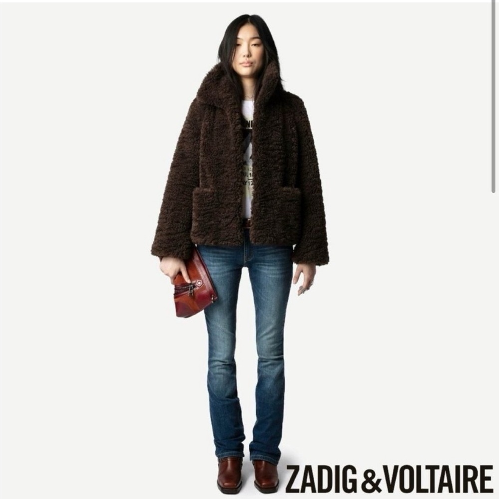 Zadig & Voltaire Dark Brown Teddy Jacket - Picture 4 of 16